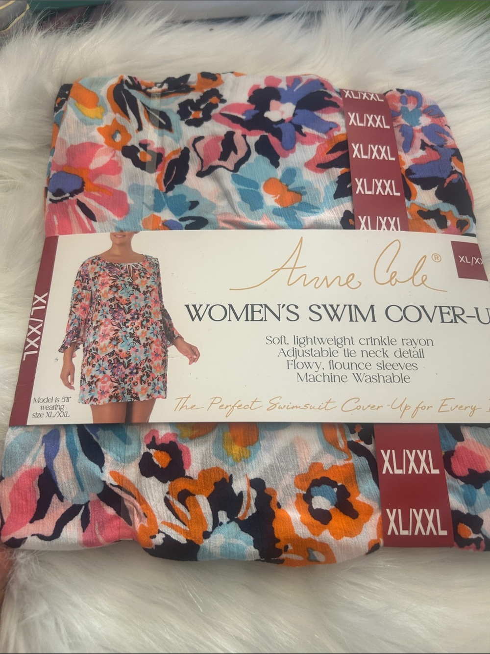 Anne Cole Floral Swim Cover-Up in Orange, Pink, Blue & Black